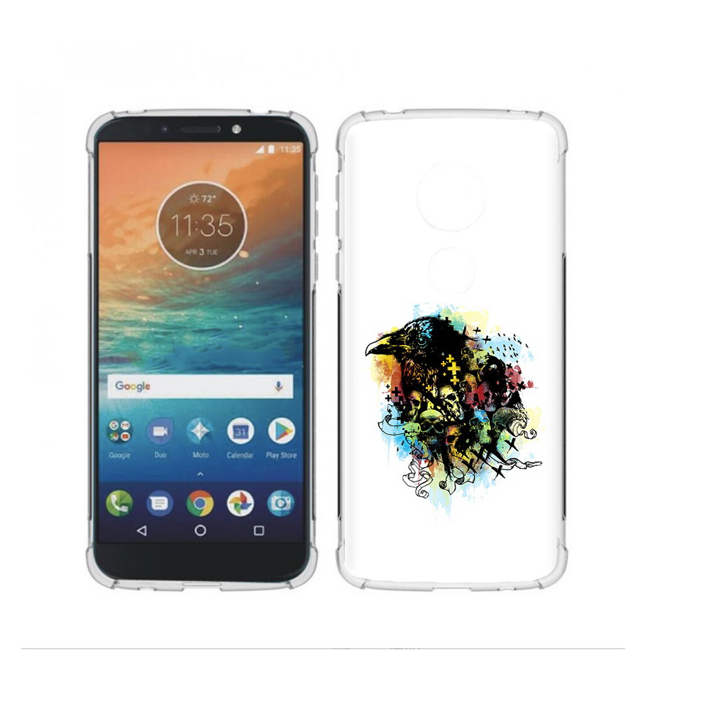 

Чехол MyPads Tocco для Motorola Moto G4 Play ворон и черепа (PT115793.374.273), Прозрачный, Tocco