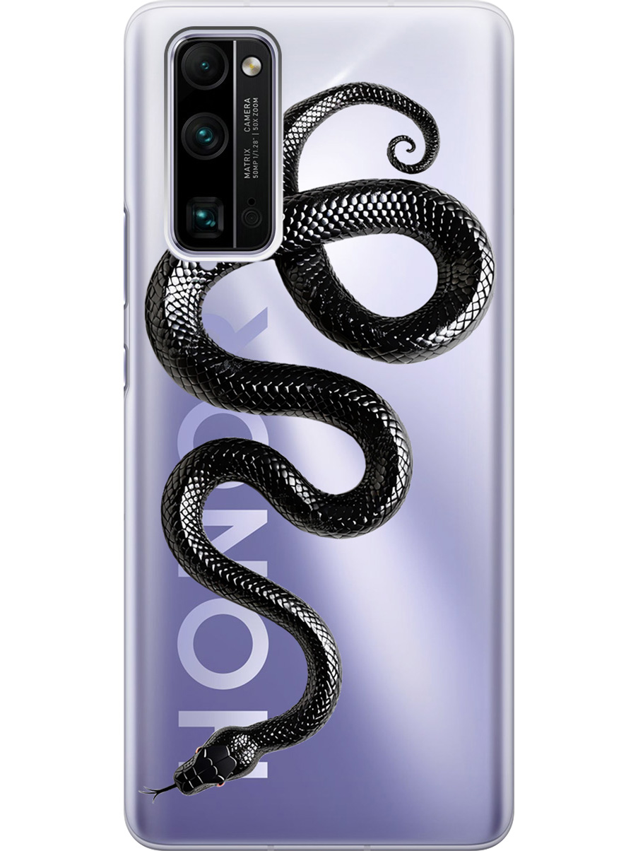 

Силиконовый чехол на Honor 30 Pro+ с принтом "Черная мамба", Прозрачный;черный, 722945913