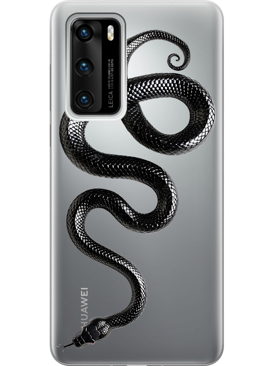 

Силиконовый чехол на Huawei P40 с принтом "Черная мамба", Прозрачный;черный, 722839313