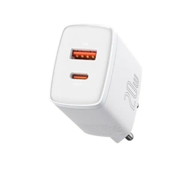 Переходник СЗУ USB+ Type-C 20W Compact Quick Charger CCXJ-B02 Baseus белый (IS003094)