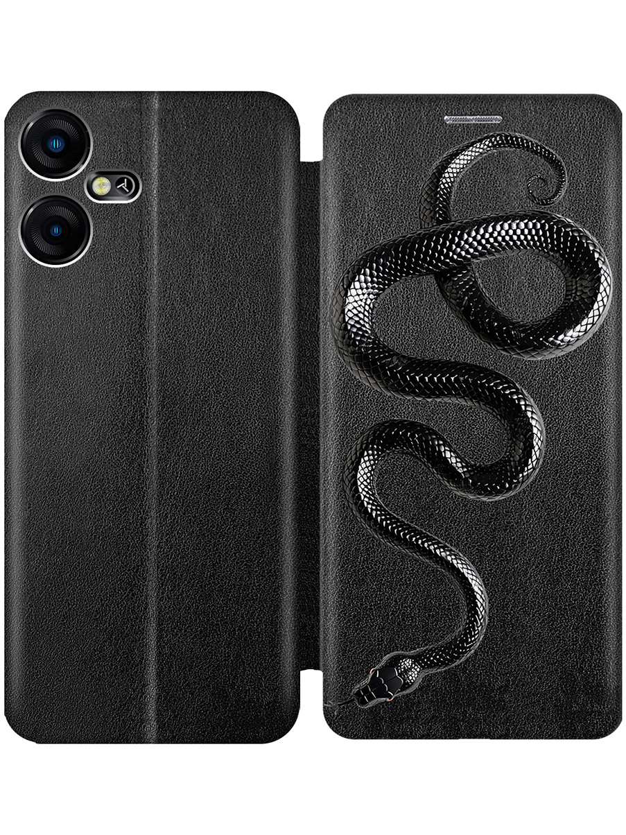 

Чехол-книжка на Tecno Pova Neo 3 с принтом "Черная мамба" черный, 778683513