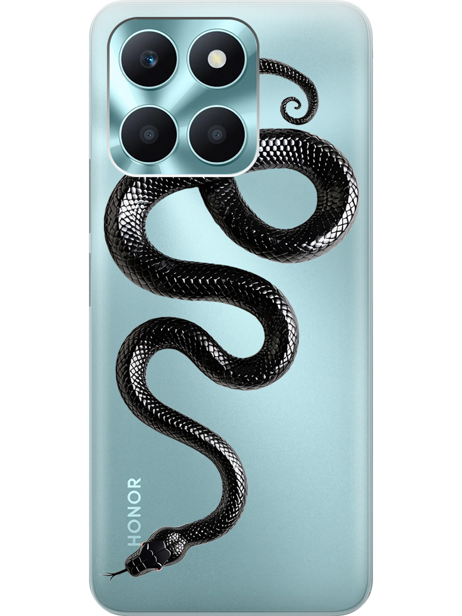 

Силиконовый чехол на Honor X6a с принтом "Черная мамба", Прозрачный;черный, 773945513