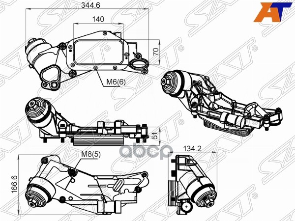 

Радиатор Масляный В Сборе Chevrolet Cruze 09-/Opel Astra J 10-/Mokka 12- 1Шт SAT ST2050001