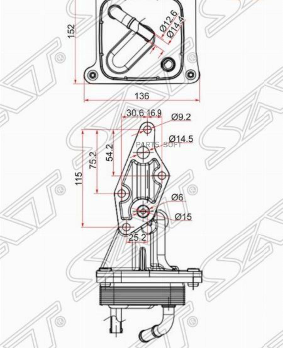 Радиатор Масляный Nissan Teana /Murano 08-/Nissan X-Trail T31 07-14 1Шт SAT ST21300JA06A