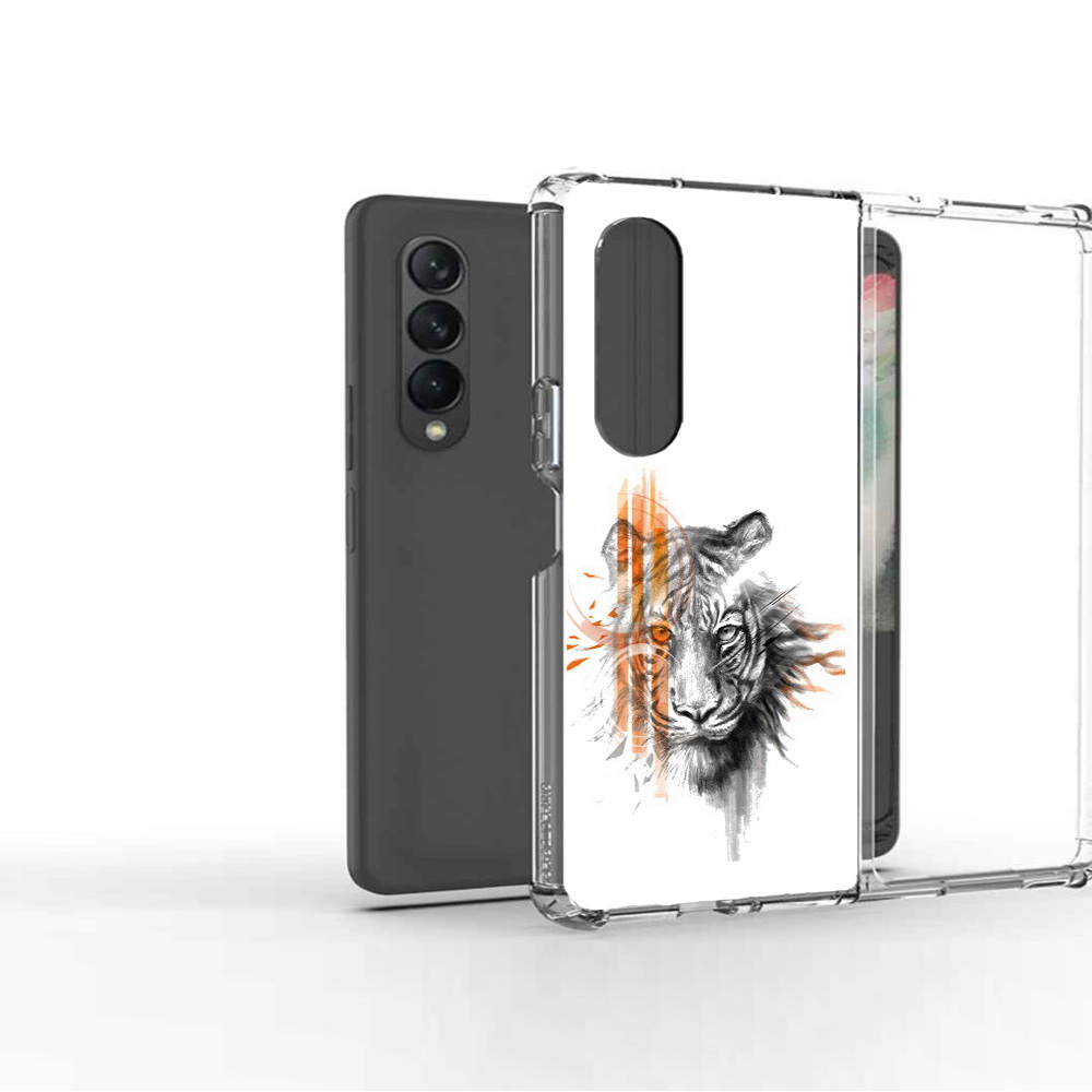 

Чехол MyPads Tocco для Samsung Galaxy Z Fold 3 огненный тигр, Прозрачный, Tocco