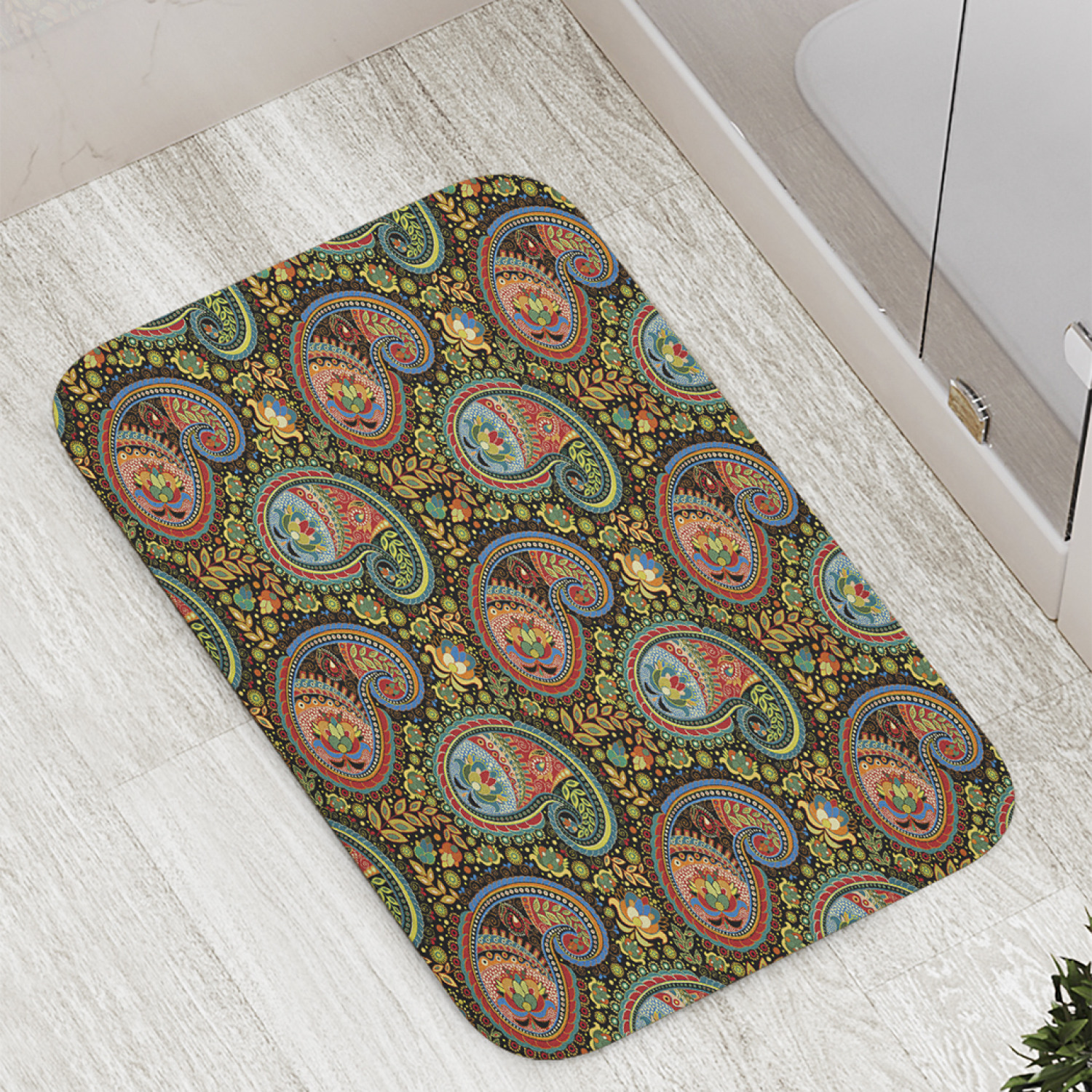 

Коврик JoyArty "Самобытный фольклор в пейсли" для ванной, сауны, бассейна, 77х52 см, Самобытный фольклор в пейсли