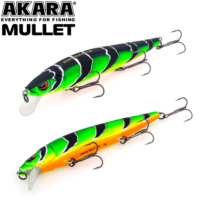 

Воблер Akara Mullet 110F 14 гр 1/2 oz 4,3 in A107, Разноцветный, Mullet