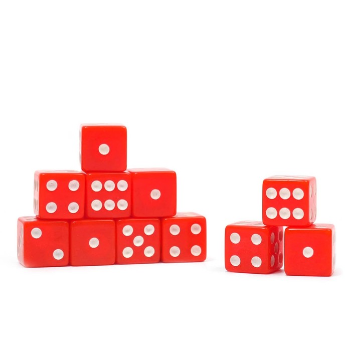 

Кости игральные набор 100 шт красные 1,6 х 1,6 см, Красный