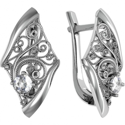 

Серьги из серебра с фианитом ПРИВОЛЖСКИЙ ЮВЕЛИР 301026-FA11, 301026-FA11
