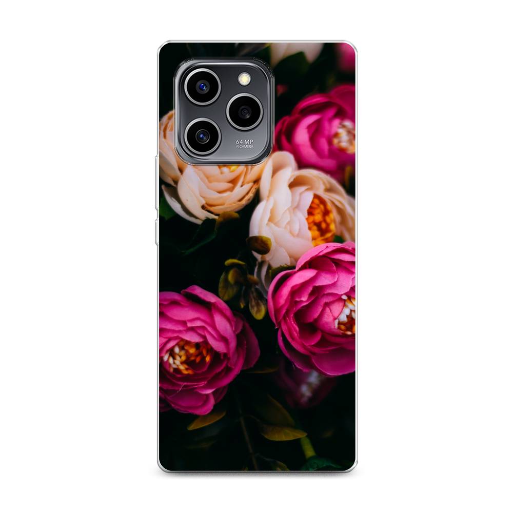 

Чехол Awog на Honor 60 SE "Розовые пионы на черном", Разноцветный, 6108050-8
