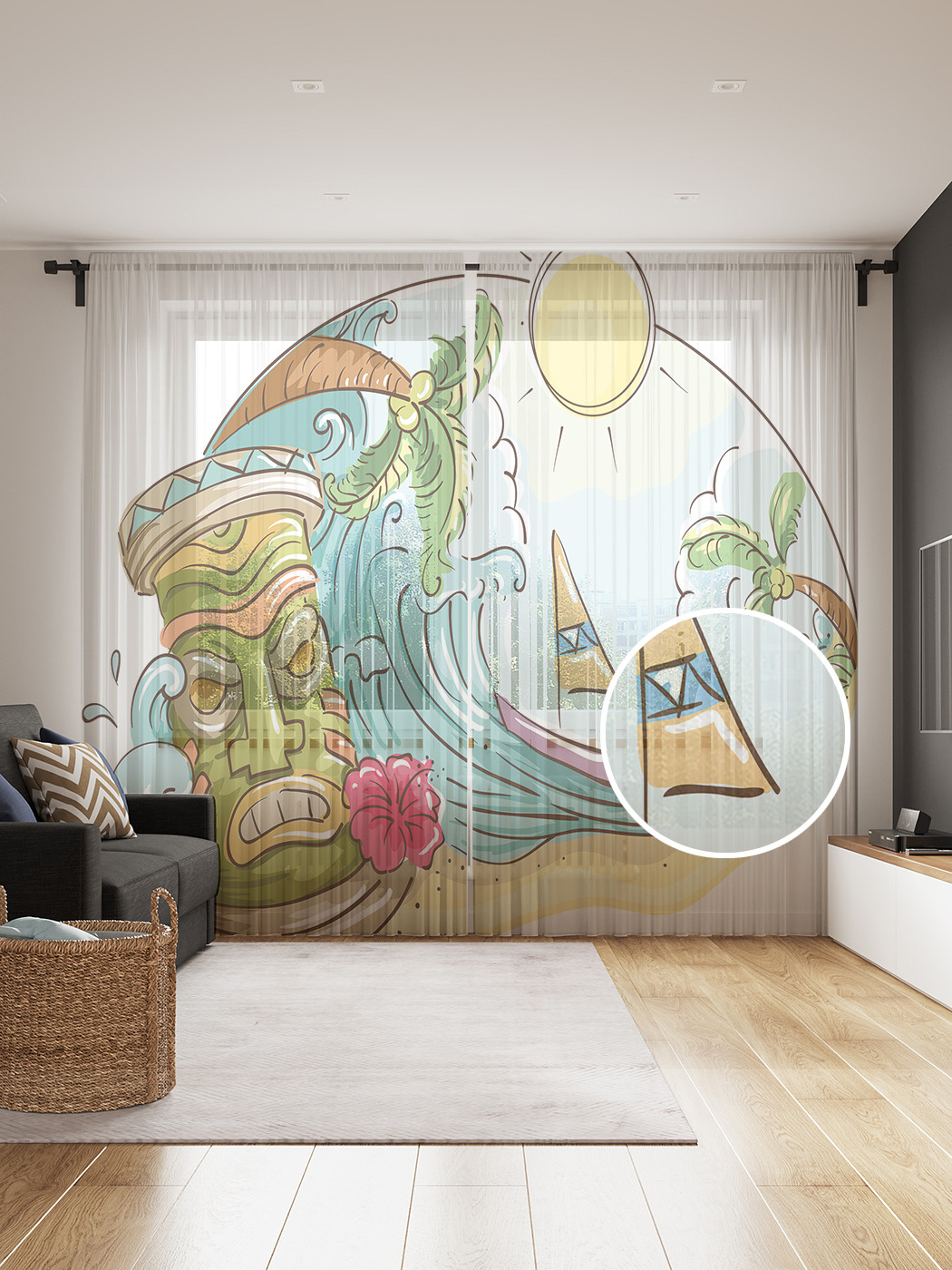 

Фототюль JoyArty "Развлечения в Гавайях", 145x265см, 2 полотна, лента, 50 крючков, Развлечения в Гавайях