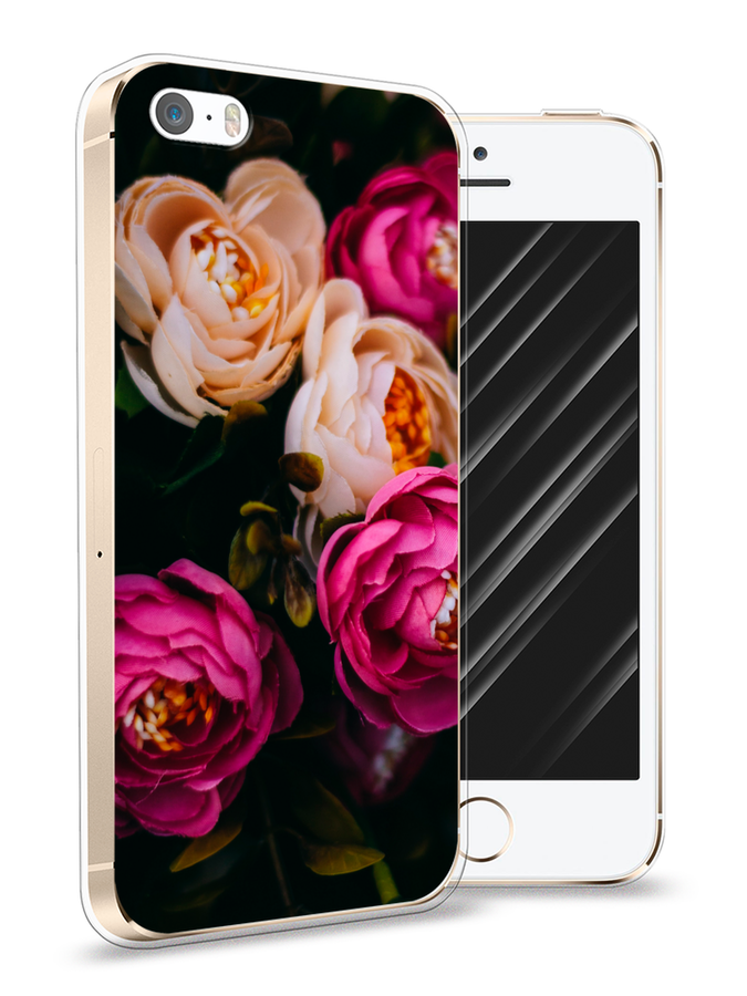 

Чехол Awog на Apple iPhone 5 / Айфон 5 "Розовые пионы на черном", Разноцветный, 10350-8