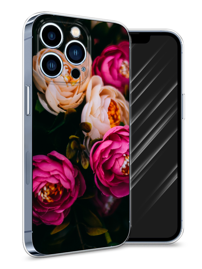 

Чехол Awog на Apple iPhone 13 Pro / Айфон 13 Pro "Розовые пионы на черном", Разноцветный, 14350-8