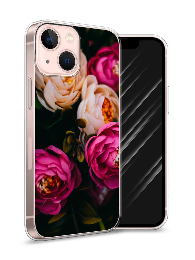 

Чехол Awog на Apple iPhone 13 mini / Айфон 13 mini "Розовые пионы на черном", Разноцветный, 14150-8