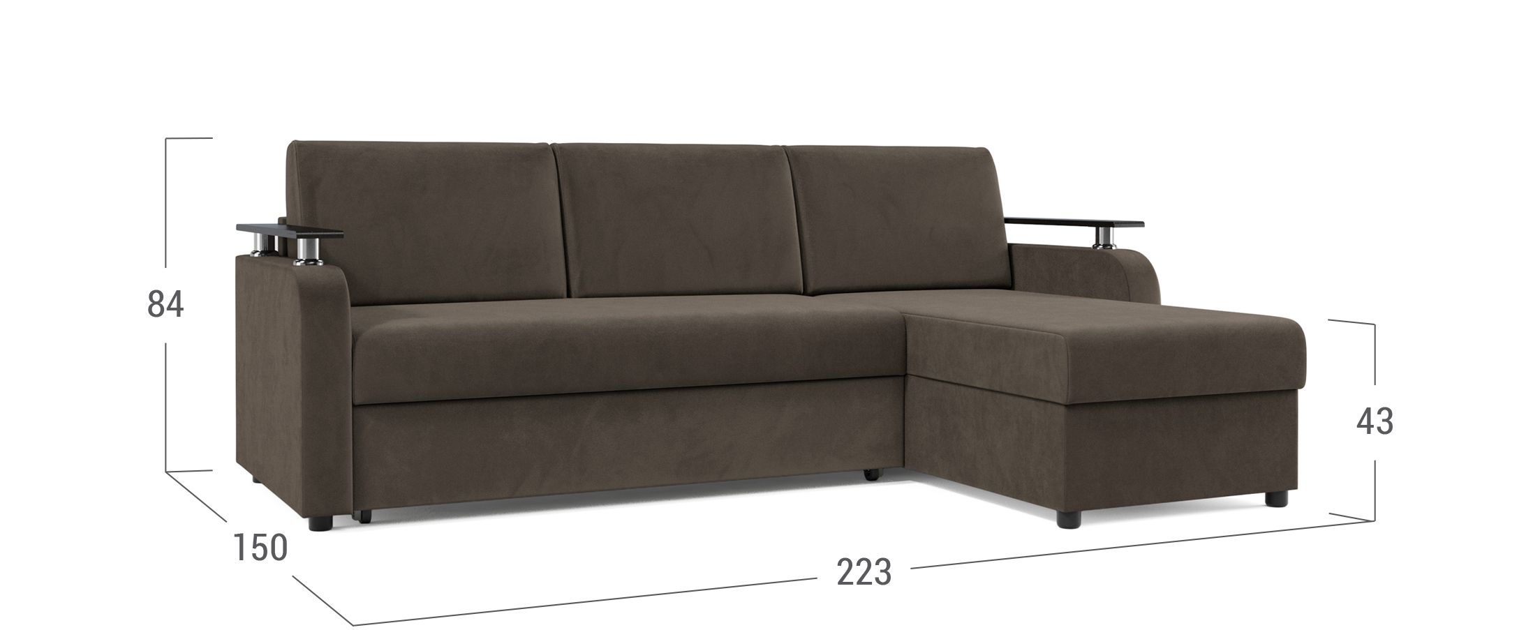 

Диван угловой дельфин MOON-TRADE FAMILY 044 2230 мм, с декором Коричневый 74-3, FAMILY 044 (2230 мм, с декором)