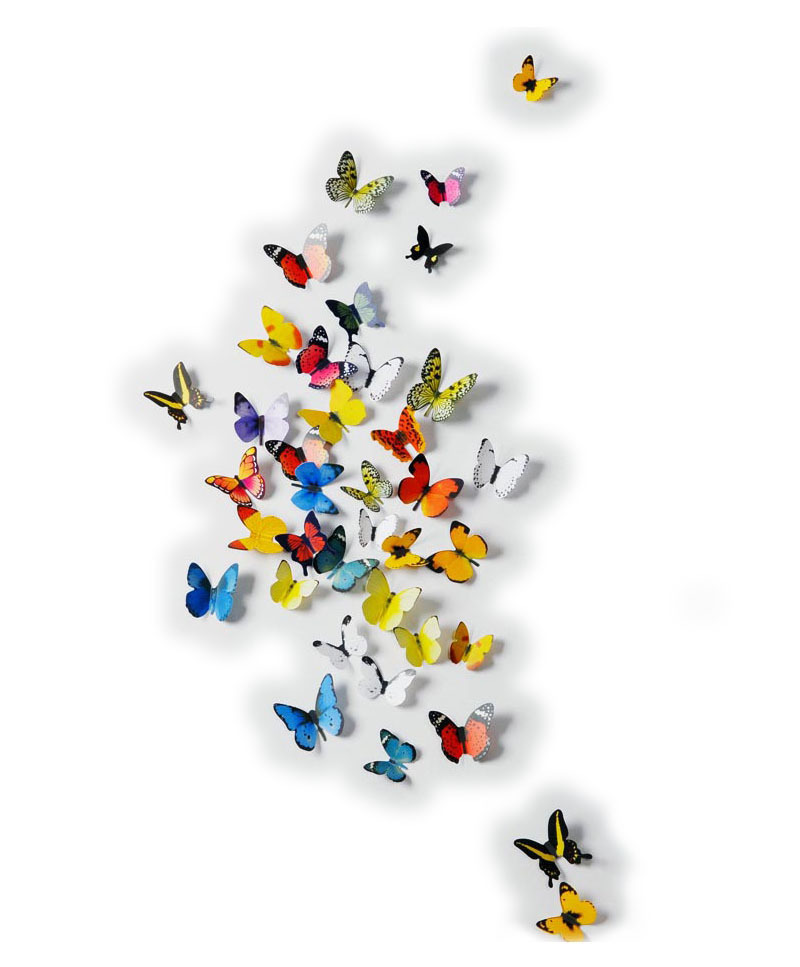 Самоклеящиеся бабочки комплект 19 шт размер от 6*5 см до 4*4 см