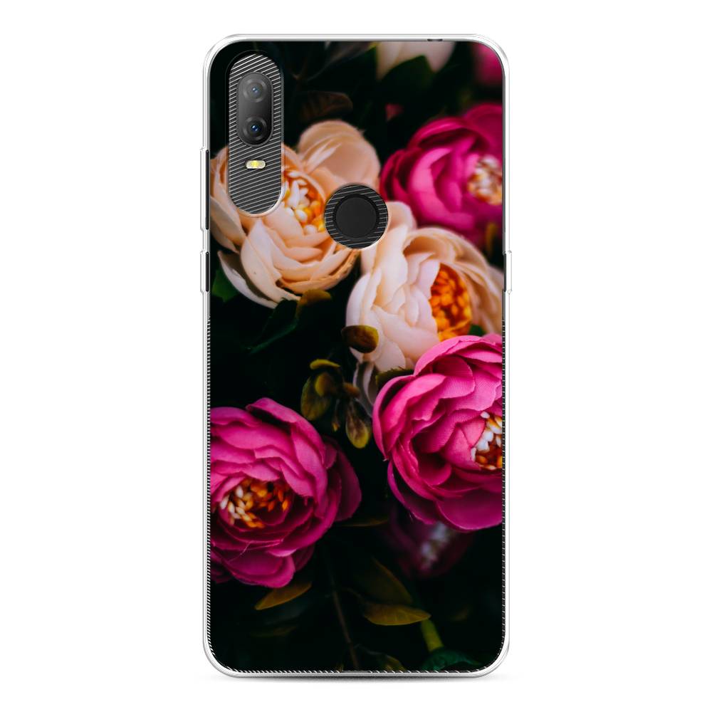 фото Силиконовый чехол "розовые пионы на черном" на alcatel 1v (2020) 5007u awog