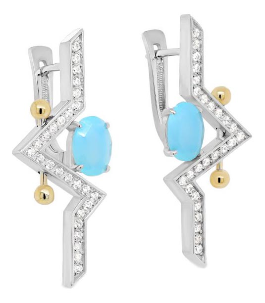 

Серьги женские Kabarovsky 12-299-80184 из серебра, агат/фианит, 12-299-80184