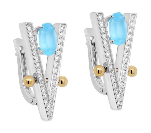 

Серьги женские Kabarovsky 12-298-80184 из серебра, агат/фианит, 12-298-80184