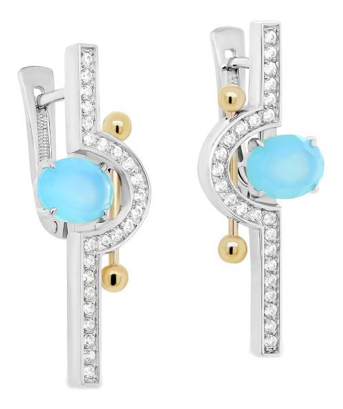 

Серьги женские Kabarovsky 12-297-80184 из серебра, агат/фианит, 12-297-80184