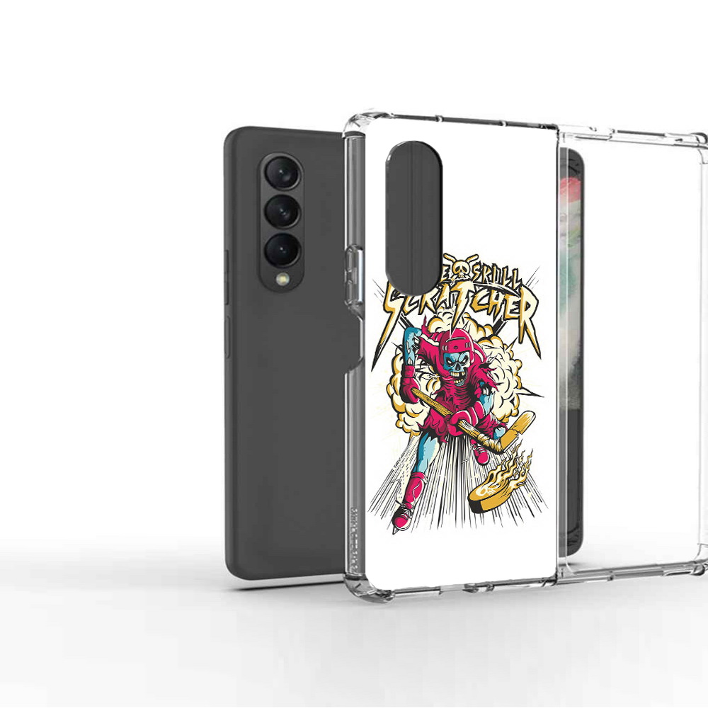 

Чехол MyPads Tocco для Samsung Galaxy Z Fold 3 нарисованный скелет хоккеист, Прозрачный, Tocco