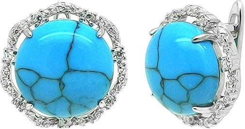 

Серьги женские Evora 635749-e из серебра, бирюза/цирконий, 635749-e