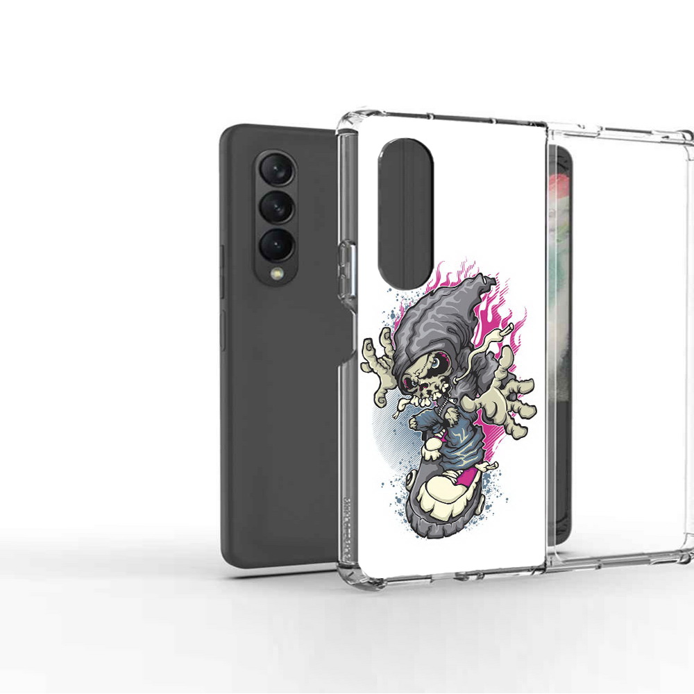 фото Чехол mypads tocco для samsung galaxy z fold 3 нарисованный скелет на скейт борде