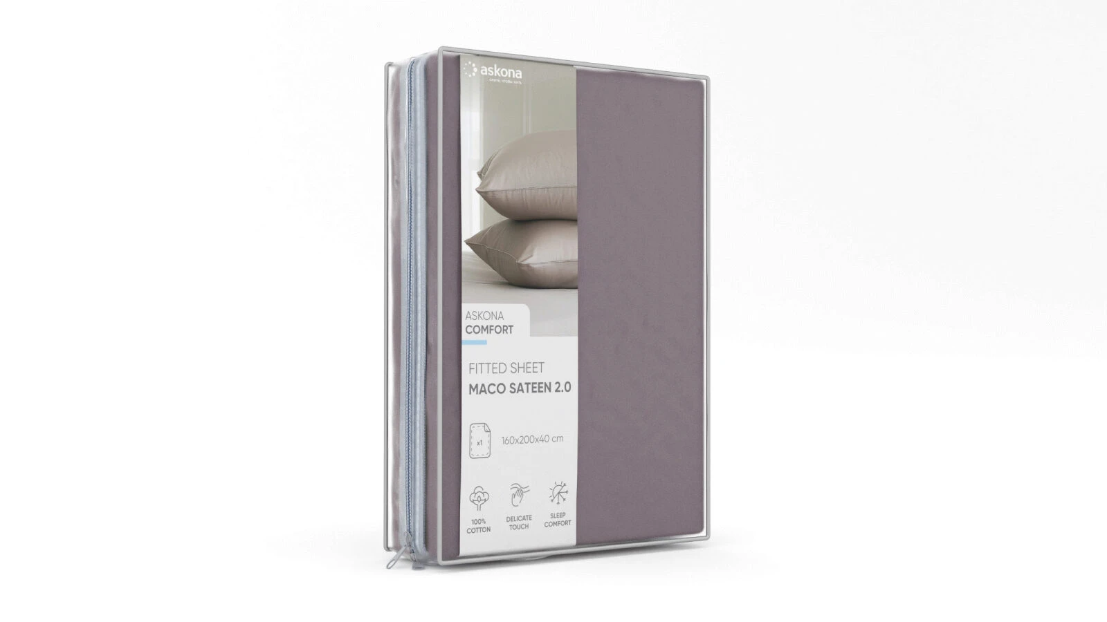 

Простыня Аскона Comfort Maco Sateen 2.0 Лиловая дымка 160х200 см на резинке
