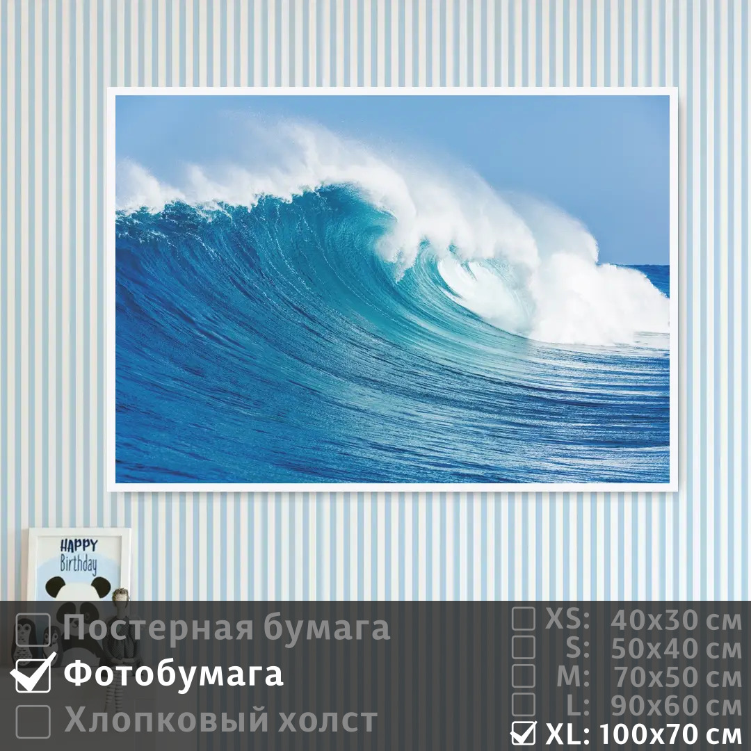 

Постер на фотобумаге ПолиЦентр Волны в океане 100х70 см, ВолныВОкеане1