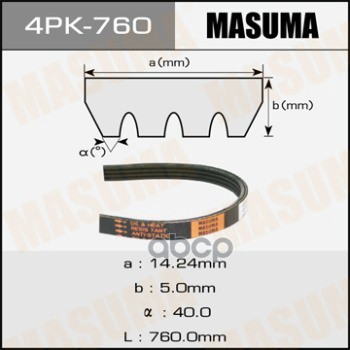 

Ремень Поликлиновой Masuma 4pk-760 Masuma арт. 4PK-760
