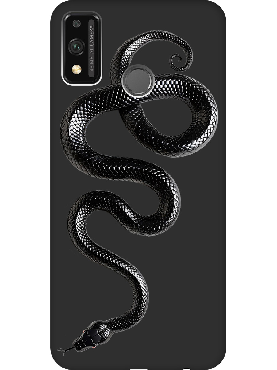 

Силиконовый чехол на Honor 9X Lite с принтом "Черная мамба" матовый черный, 723565413
