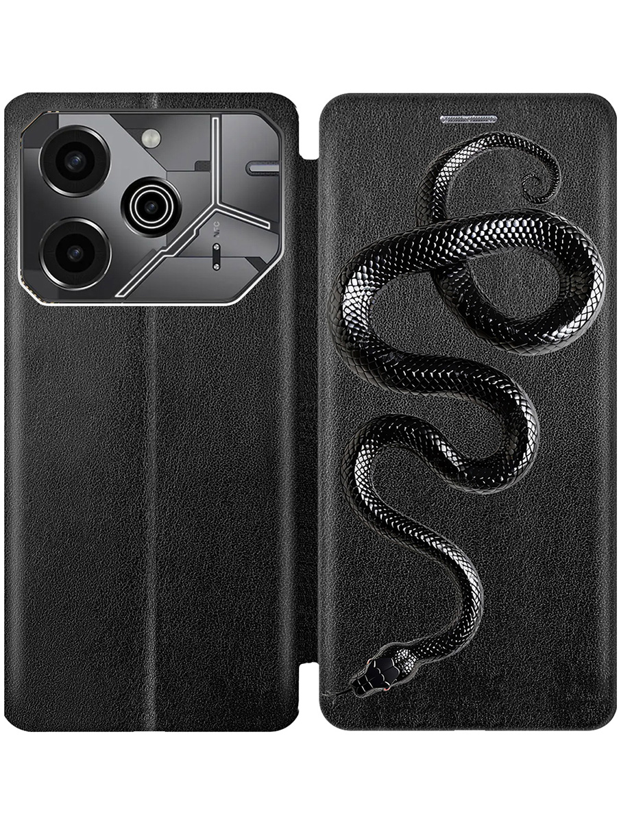 

Чехол-книжка на Tecno Pova 6 Pro с принтом "Черная мамба" черный, 781971013