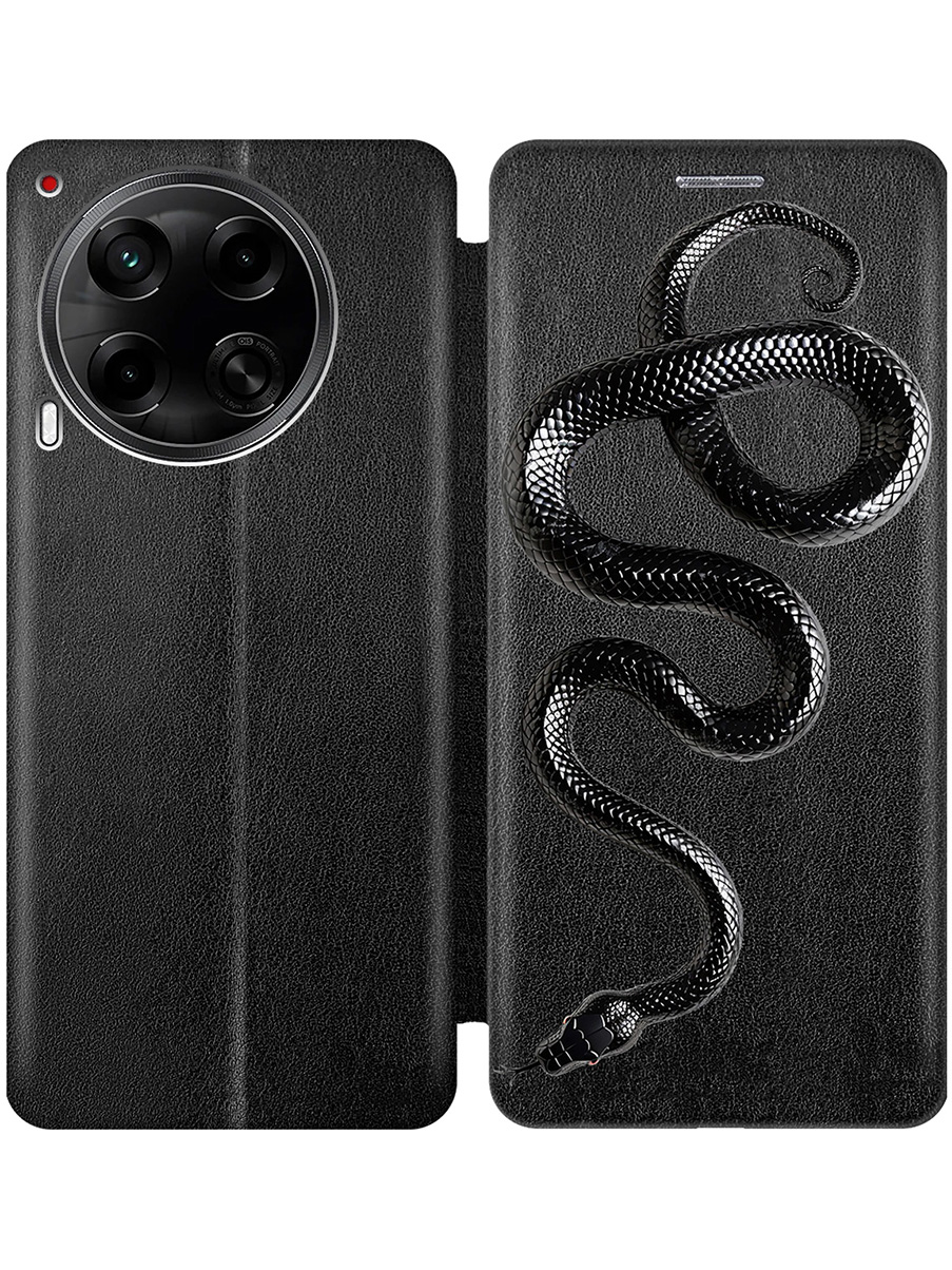 

Чехол-книжка на Tecno Camon 30 4g / 30 5g с принтом "Черная мамба" черный, 782632413
