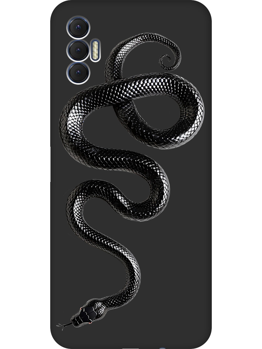 

Силиконовый чехол на Tecno Spark 8P с принтом "Черная мамба" матовый черный, 741736213