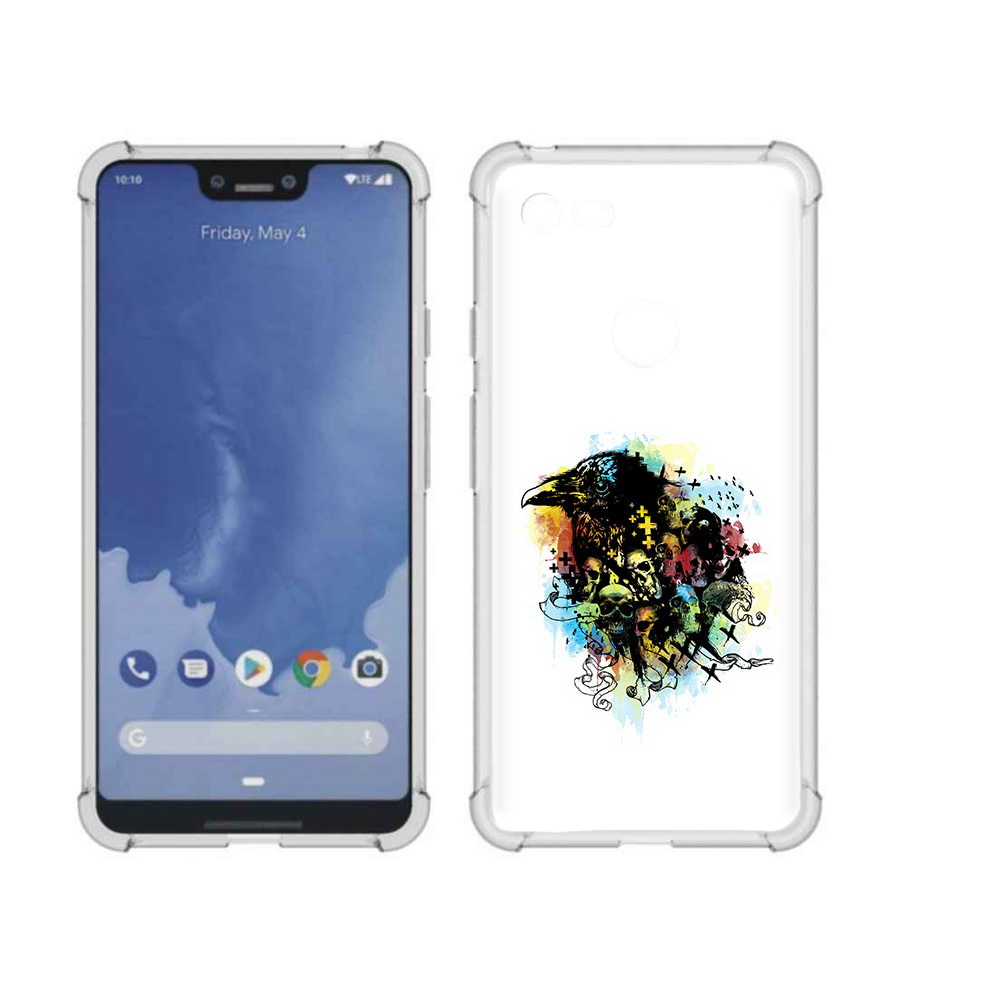 

Чехол MyPads Tocco для Google Pixel 3 XL ворон и черепа, Прозрачный, Tocco