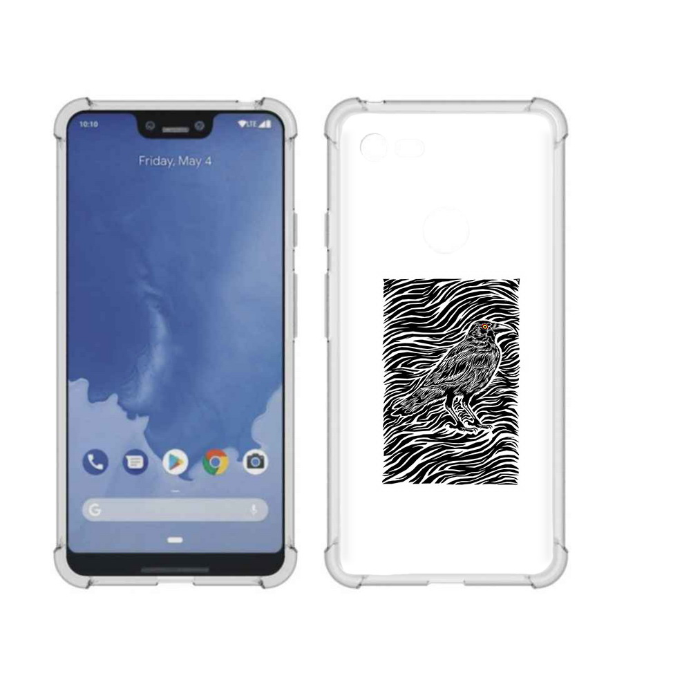 

Чехол MyPads Tocco для Google Pixel 3 XL ворон в абстракции, Прозрачный, Tocco