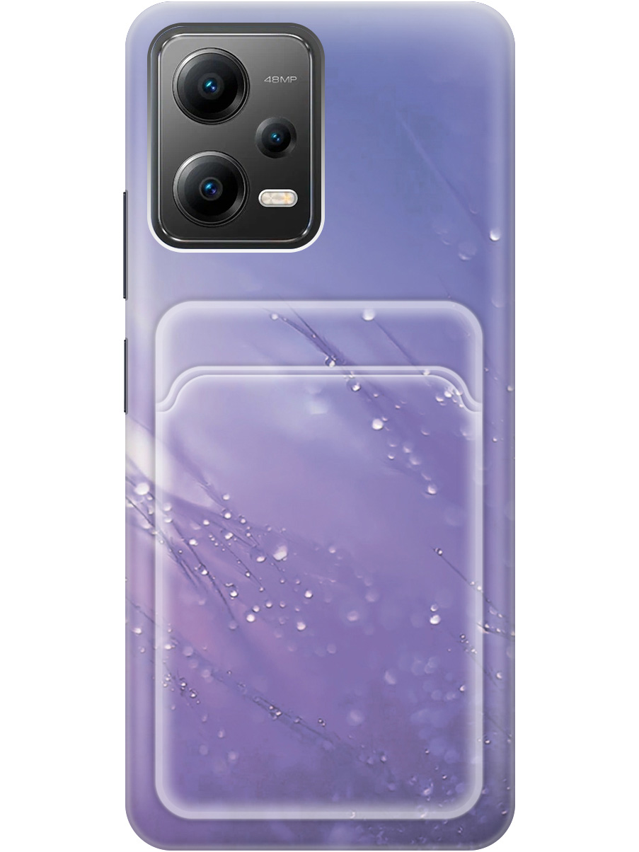 

Силиконовый чехол на Xiaomi Poco X5 5G с рисунком "Капли на синей траве", Белый;синий, 20011995