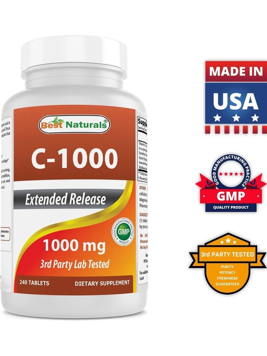 

Витамин C Best Naturals Vitamin C 1000 мг 240 таблеток, Best Naturals витамин С
