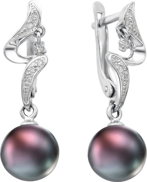 

Серьги женские De Fleur 28401S2 из серебра, культивированный жемчуг/фианит, 28401S2