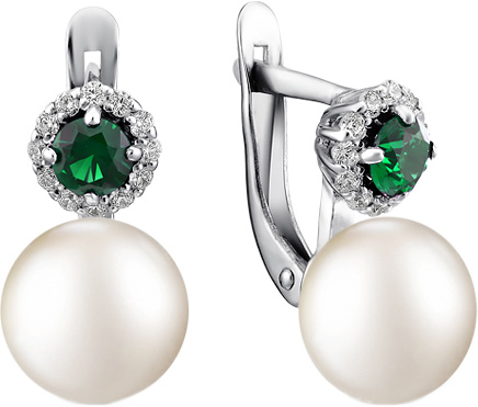 

Серьги из серебра с жемчугом/фианитом De Fleur 28180ES1, 28180ES1