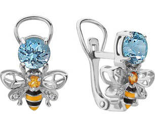 

Серьги женские Aquamarine 4487974-S-a из серебра, топаз/фианит/цитрин, 4487974-S-a