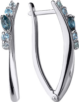 

Серьги женские Aquamarine 4466266-S-a из серебра, топаз, 4466266-S-a