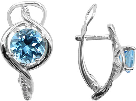 

Серьги женские Aquamarine 4405305A-S-a из серебра, топаз/фианит, 4405305A-S-a