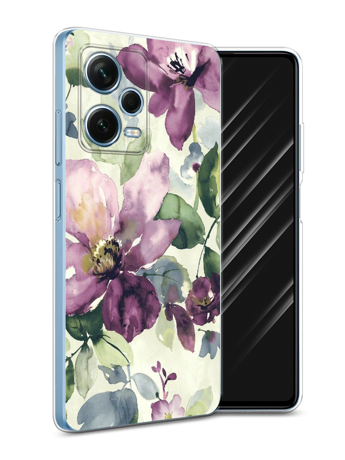 

Чехол Awog для Xiaomi Redmi Note 12 Pro Plus "Сиреневые цветы-акварель", Фиолетовый, 317150-10