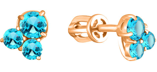 

Серьги-пусеты женские Aquamarine 4480205-S-g-a из серебра, топаз, 4480205-S-g-a