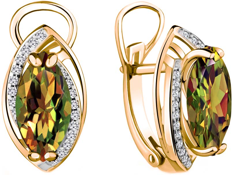 

Серьги из серебра с султанитом искусственным/фианитом Aquamarine 4420519A-S-g-a