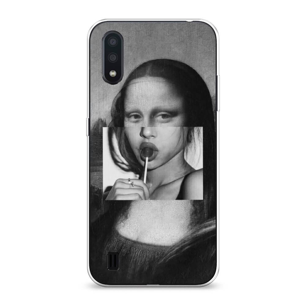 

Чехол Awog на Samsung Galaxy A01 "Mona Lisa sucking lollipop", Разноцветный, 29550-9