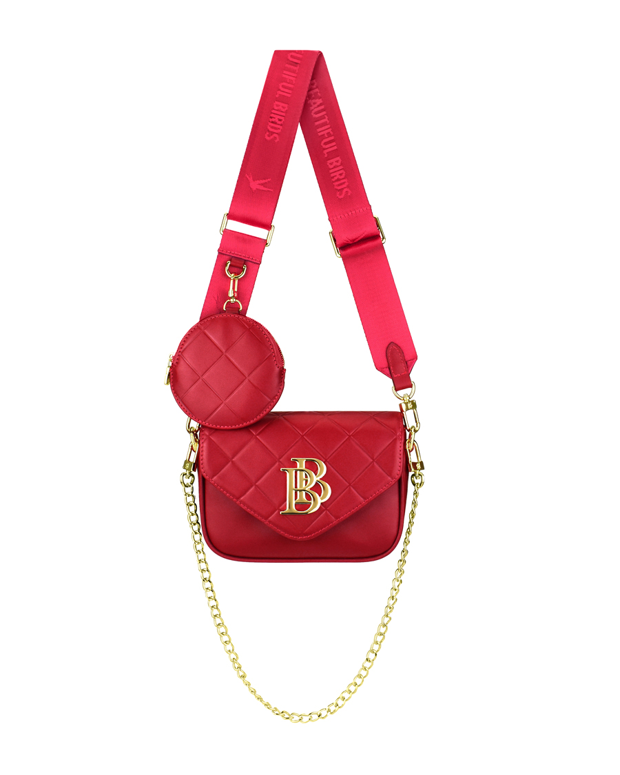 Комплект (сумка+кошелек) женский BEAUTIFUL BIRDS BB59, red