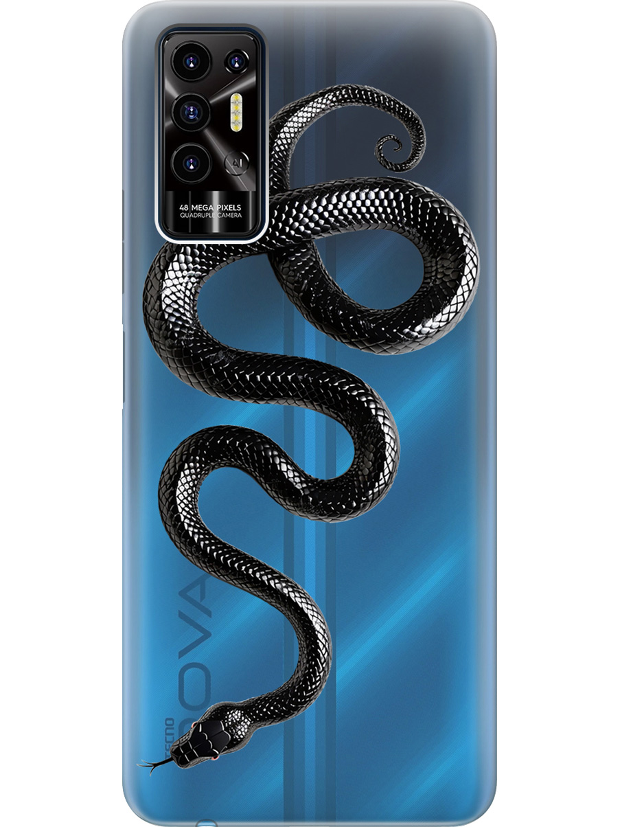 

Силиконовый чехол на Tecno Pova 2 с принтом "Черная мамба", Прозрачный;черный, 741736013