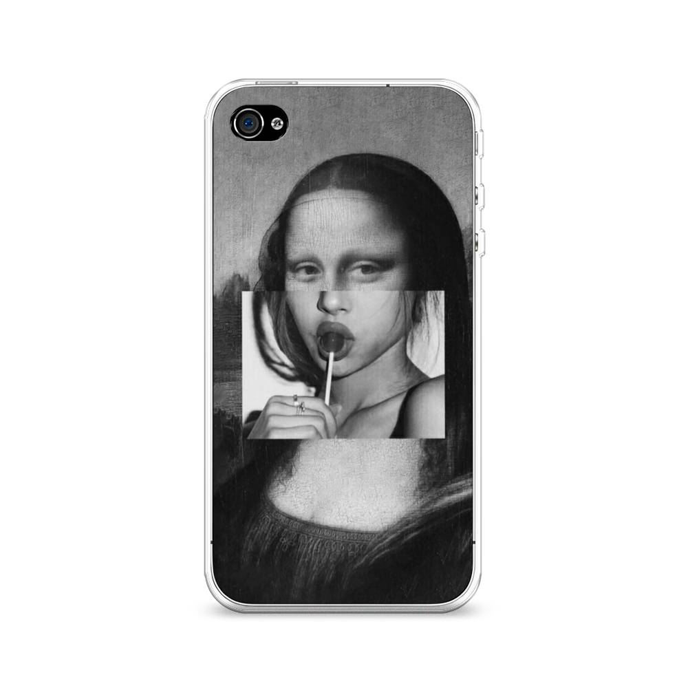 

Чехол Awog на Apple iPhone 4/4S / Айфон 4/4S "Mona Lisa sucking lollipop", Разноцветный, 10150-9